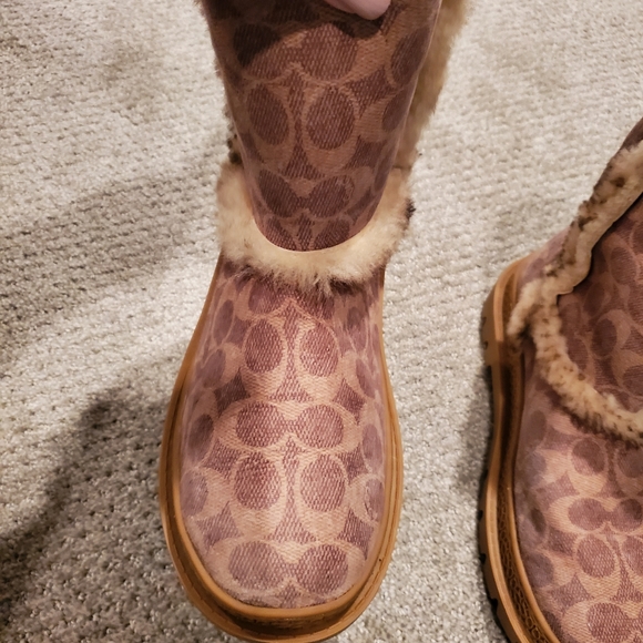 Coach Folded Stone Shearling Bootie Shoes - Women's Boots - Picture 7 of 9